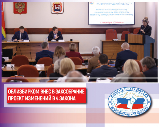 На заседании Комитета по законодательству Законодательного Собрания Калининградской области Председатель облизбиркома Инесса Винярская представила законопроект о внесении изменений в региональное законодательство о выборах и референдумах 