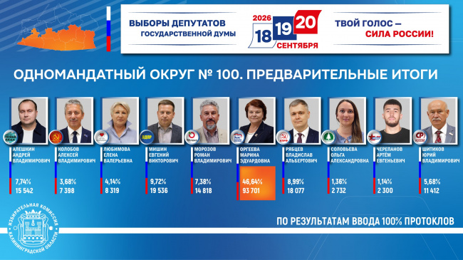 Калининградская область-Центральный  одномандатный избирательный округ №100